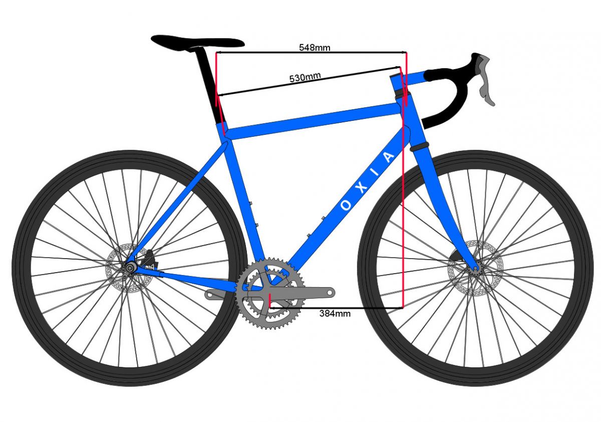 Effective and centre-to-centre top tube length of a bicycle