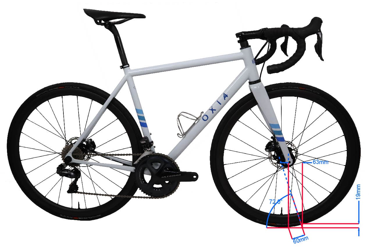 Medidas que definen la dirección de una bicicleta